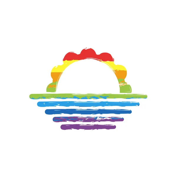 Lever Soleil Icône Météo Simple Panneau Dessin Style Lgbt Sept — Image vectorielle