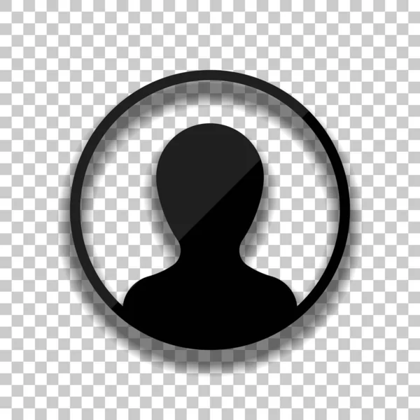 Profil Personne Cercle Icône Verre Noir Avec Ombre Douce Sur — Image vectorielle
