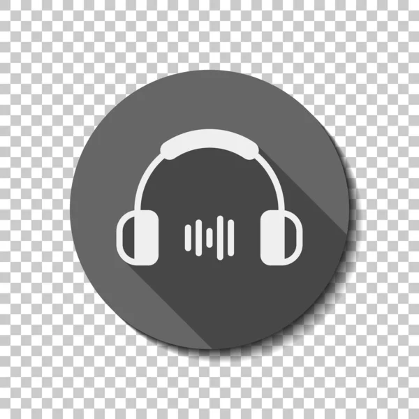 Headphones Music Wave Medium Volume Level Simple Icon White Flat — Stock Vector