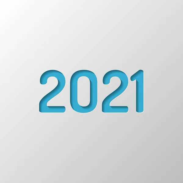 Icône Numéro 2021 Bonne Année Conception Papier Symbole Coupé Avec — Image vectorielle