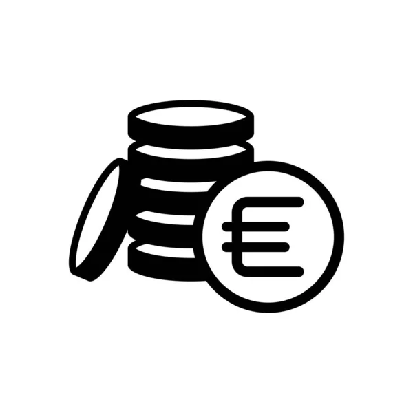 货币硬币欧元图标 白色背景上的黑色图标 — 图库矢量图片