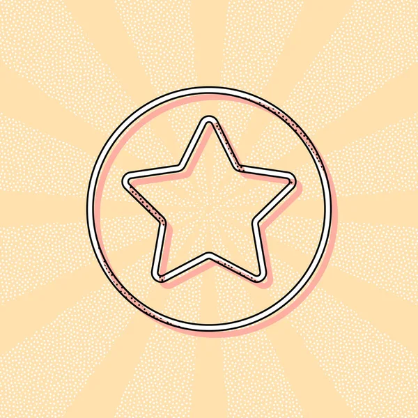 Star Circle Icon Vintage Retro Typography Offset Printing Effect Dots — Stock Vector