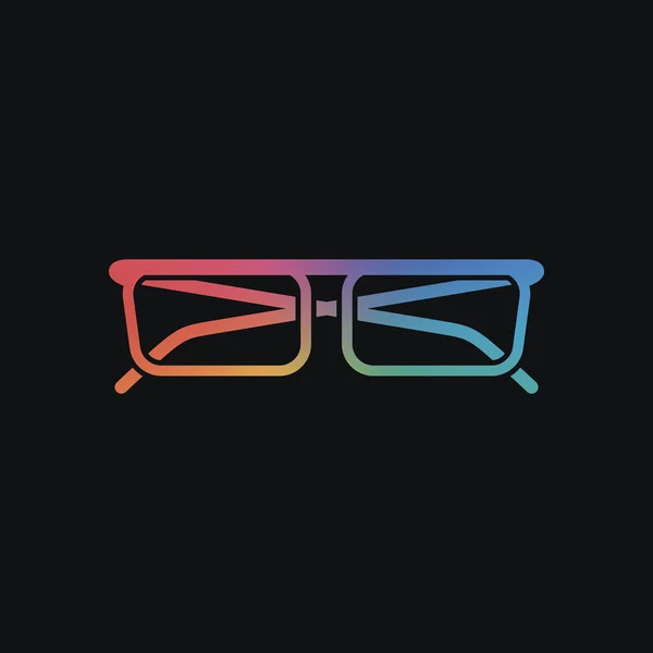 Glasögon Ikonen Regnbågens Färger Och Mörk Bakgrund — Stock vektor