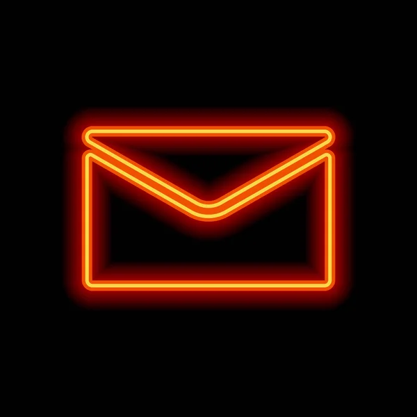 basit mektup simgesi. Siyah arka plan üzerine portakal neon tarzı. Işık simgesi