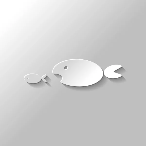 Кулак Поедающий Рыбу Бумажный Стиль Тенью Сером Фоне — стоковый вектор
