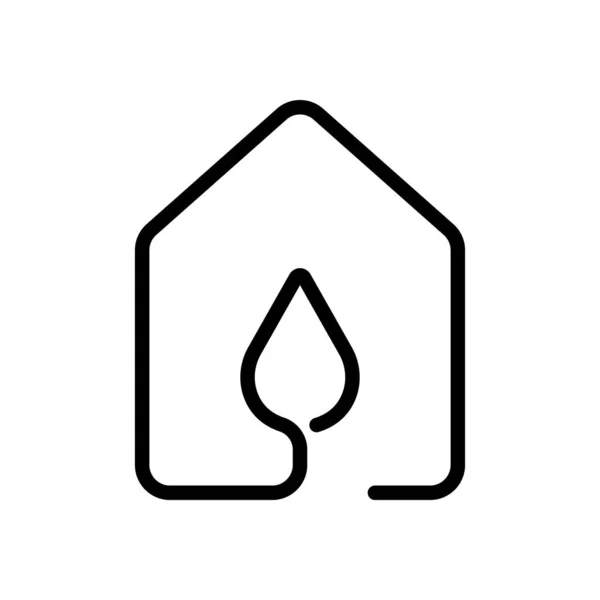 Haus Mit Wassertropfen Symbol Linienstil Schwarzes Symbol Auf Weißem Hintergrund — Stockvektor