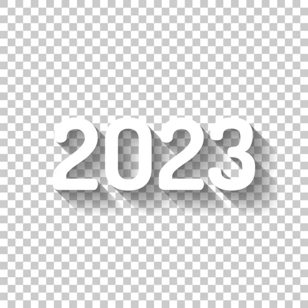2023 数字アイコン 明けましておめでとう 透明な背景に影のついた白いアイコン — ストックベクタ