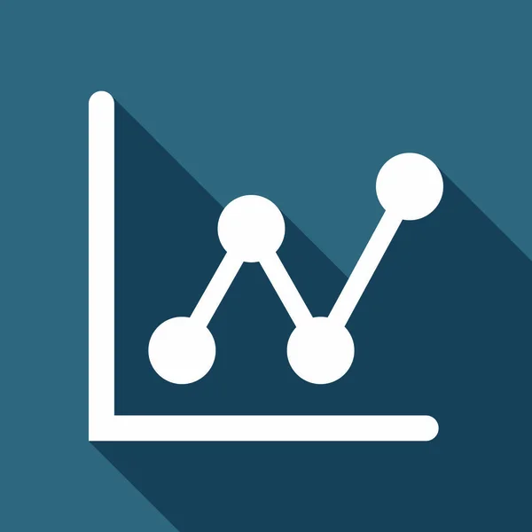 Växande Graph Rad Ikon Vit Platt Ikon Med Långa Skugga — Stock vektor
