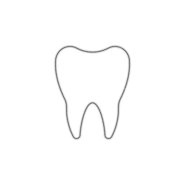 Diş Silüeti Basit Simgesi Noktalı Anahat Siluet Gölge Beyaz Arka — Stok Vektör