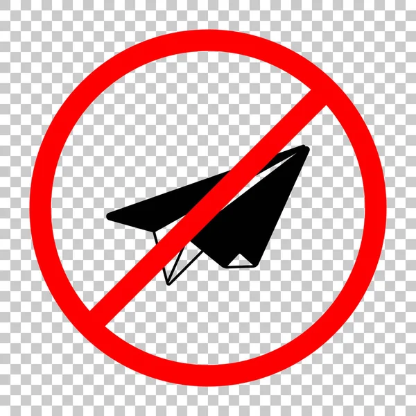 纸平面 折纸滑翔机 不允许 红色警告标志中的黑色对象 背景透明 — 图库矢量图片