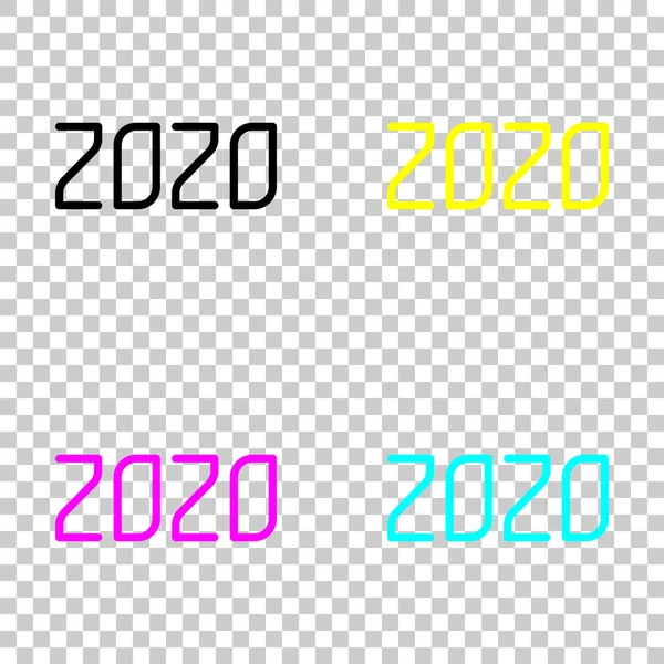 2020年数字图标 新年快乐 透明背景上的彩色 Cmyk 图标集 — 图库矢量图片