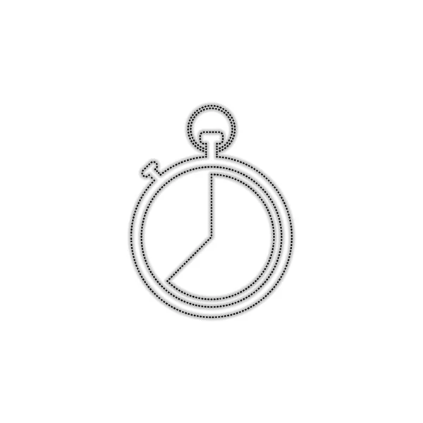 Chronomètre Icône Simple Silhouette Contour Pointillé Avec Ombre Sur Fond — Image vectorielle