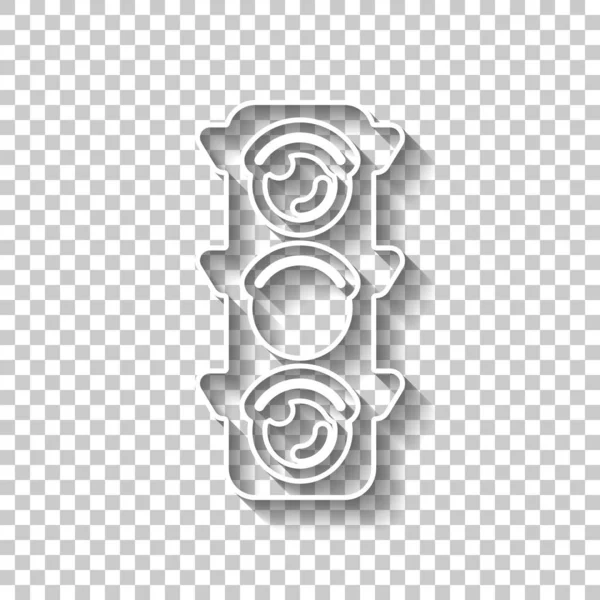 Trafik ışığı simgesi. Bekle, sarı veya hazır iz. Gölge şeffaf arka plan üzerinde beyaz anahat işaretiyle