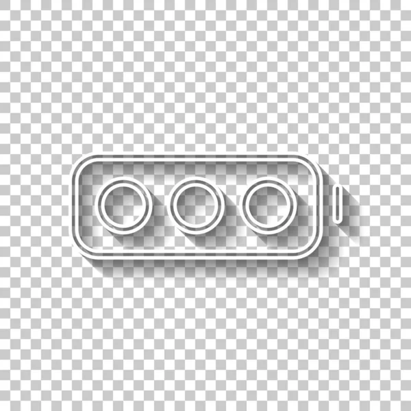 Basit boş pil, düzey yok. Gölge şeffaf arka plan üzerinde beyaz anahat işaretiyle