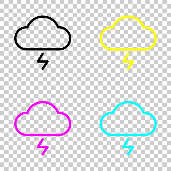 Cloud Blesk Jednoduchý Přehled Ikona Lineární Symbol Tenký Obrys Barevná — Stockový vektor