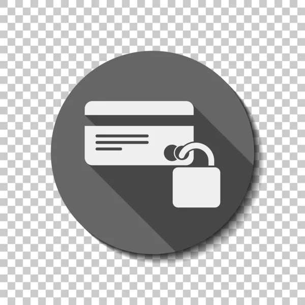 Ícone Proteção Cartão Crédito Ícone Plano Branco Com Sombra Longa —  Vetores de Stock