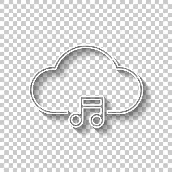 Cloud Music Library Striming Simple Linear Icon Thin Outline White — Stock Vector