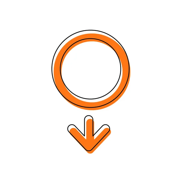 性别符号 线性符号 简单的男人图标 由黑色薄轮廓和橙色组成的独立图标在不同的图层上移动填充 白色背景 — 图库矢量图片