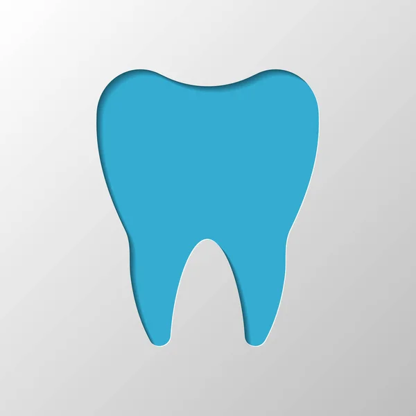 Diş Silüeti Basit Simgesi Kağıt Tasarımı Gölge Ile Düzenlenen Sembolü — Stok Vektör