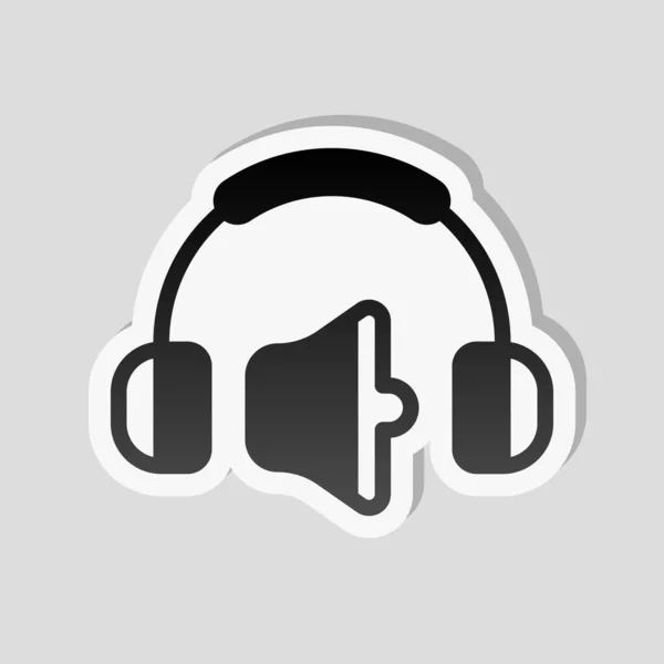 Kopfhörer Und Lautstärke Mittlere Lautstärke Einfaches Symbol Sticker Stil Mit — Stockvektor
