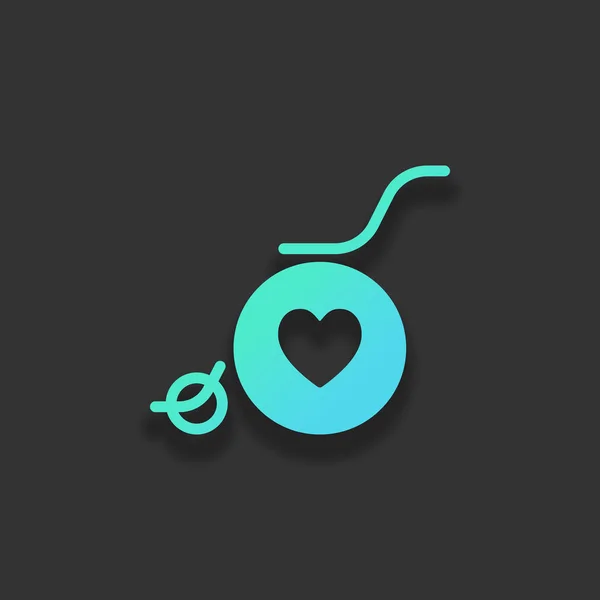Invalidní Vozík Srdce Ikonu Obrysu Barevné Logo Koncept Měkký Stín — Stockový vektor