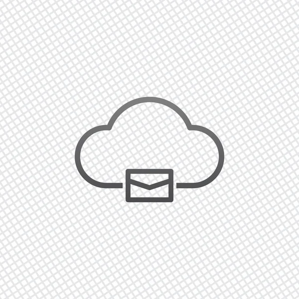 cloud mail, simple linear icon with thin outline. On grid background