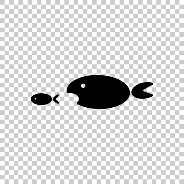 Poisson Mangeant Poing Icône Noire Sur Fond Transparent — Image vectorielle