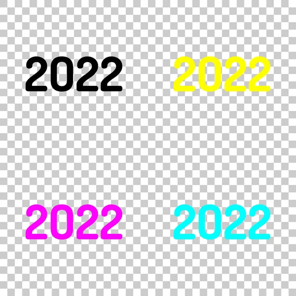 Ikon Nomor 2022 Selamat Tahun Baru Set Warna Ikon Cmyk - Stok Vektor