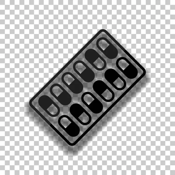 Pack Tabletták Ikonra Fekete Üveg Ikon Val Átlátszó Háttér Puha — Stock Vector