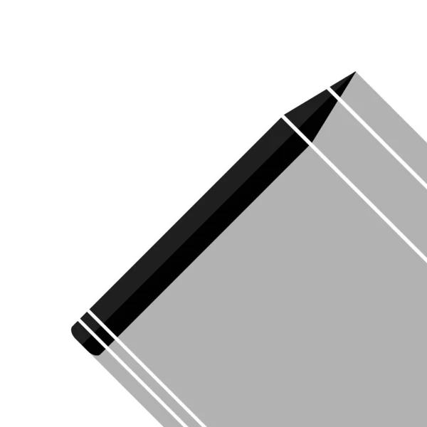 Ikonę Ołówka Czarny Obiekt Długi Cień Białym Tle — Wektor stockowy