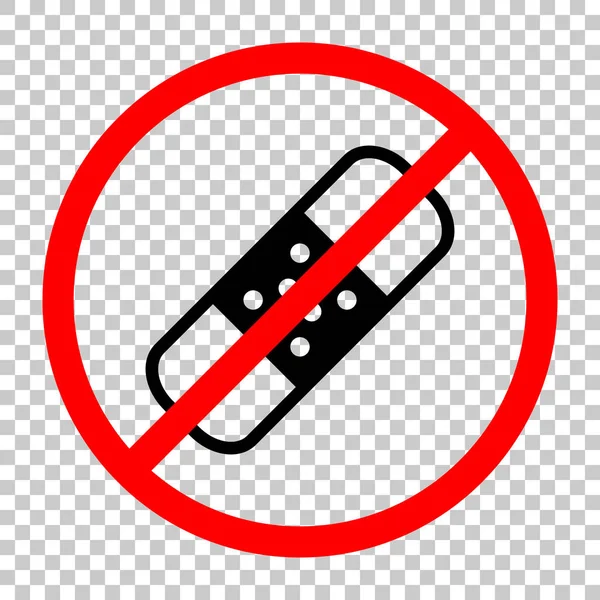 Tıbbi yama, basit simgesi. Siyah kırmızı uyarı işareti şeffaf arka plan ile nesnesinde izin yok