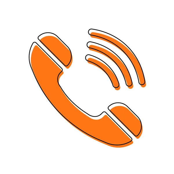 Ringing Phone Icon Retro Symbol Isolated Icon Consisting Black Thin — Stock Vector