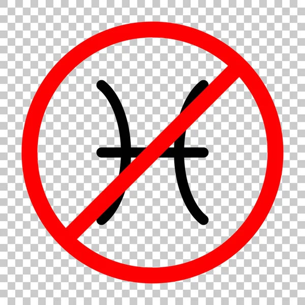 占星术符号 双鱼座简单的图标 不允许 红色警告标志中的黑色对象 背景透明 — 图库矢量图片