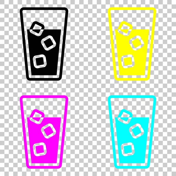 bardak su buz küpleri simgesi olan. Cmyk simgeleri şeffaf arka plan üzerinde renkli dizi.