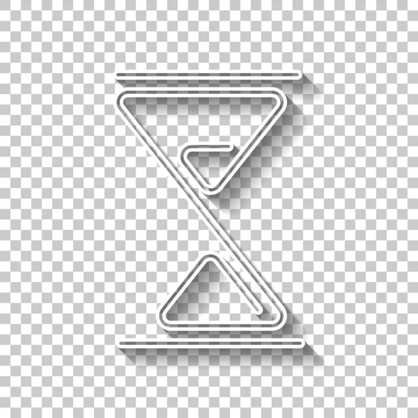 kum saati, bir satır, anahat simgesi. Gölge şeffaf arka plan üzerinde beyaz anahat işaretiyle