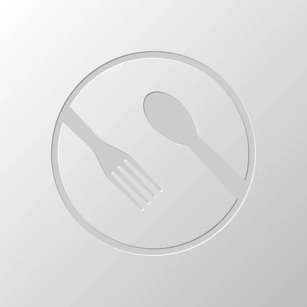 Herramientas Alimenticias Tenedor Cuchara Diseño Papel Símbolo Cortado Estilo Entallado — Vector de stock
