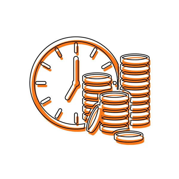 Tiempo Dinero Reloj Pila Monedas Icono Financiero Icono Aislado Compuesto — Vector de stock