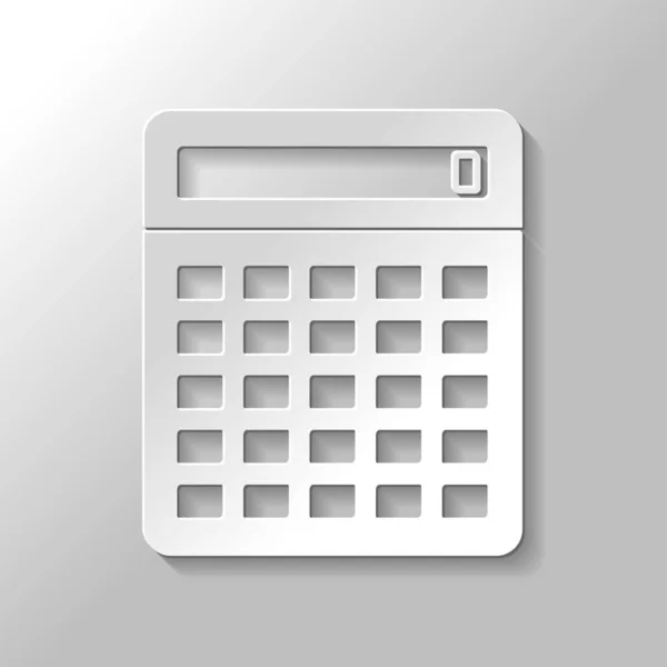 Icône Calculatrice Style Papier Avec Ombre Sur Fond Gris — Image vectorielle