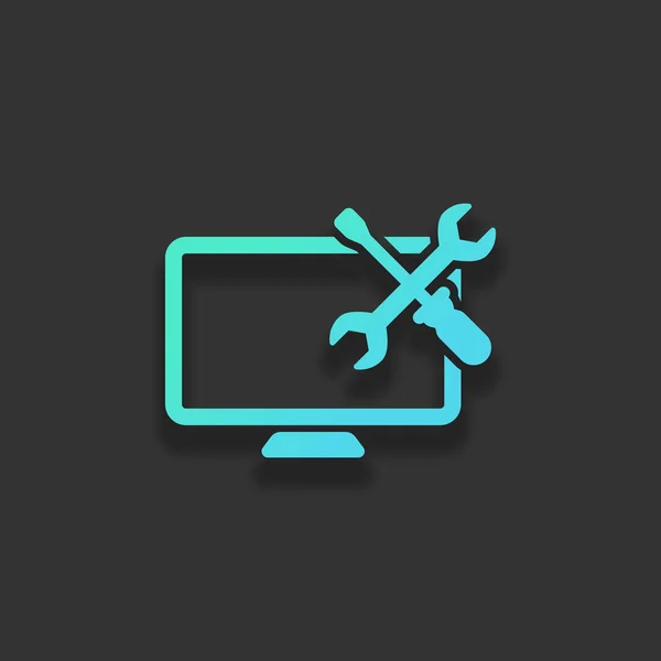 Computerreparaturservice Farbenfrohes Logo Konzept Mit Sanftem Schatten Auf Dunklem Hintergrund — Stockvektor