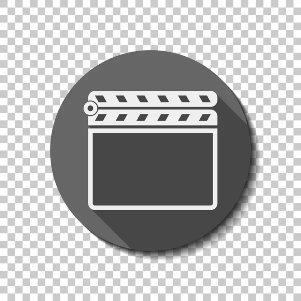 Película Clap Board Cine Cerrar Icono Icono Plano Blanco Con — Vector de stock