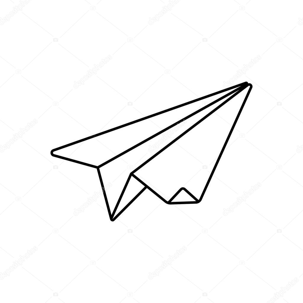 paper plane. origami glider. Black icon on white background