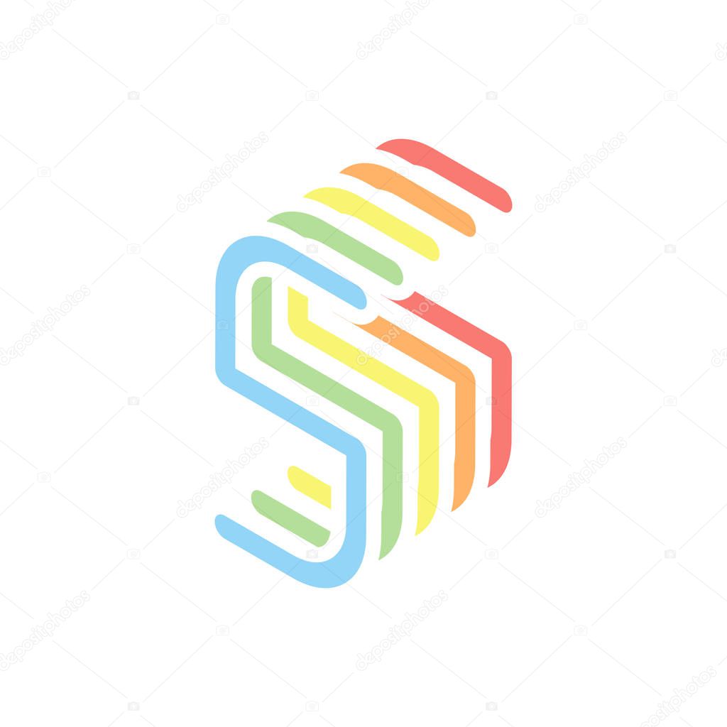 Number 5, numeral, fifth. Stack of colorful isometric icons on white background