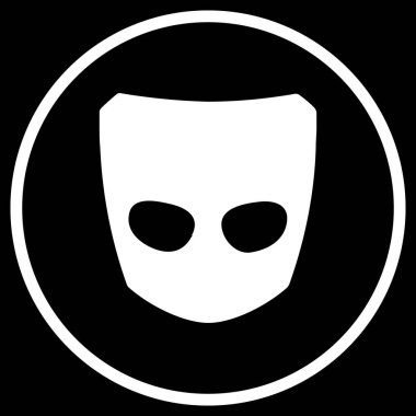 Grindr Beyaz Çember Ana Hattı Logo Minimum Uygulama Vektörü Simgesi, Şeffaf Arkaplan