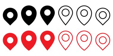 Konum Harita Simgeleri. Yer belirleyici. Konum Pin Simgesi Ayarlandı. Konum Haritası Simgeleri Şeffaf Arkaplan, Svg, Png