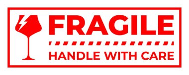 Kırmızı Kırılgan Uyarı Etiketi, Kırık Cam Sembollü Kırılgan Etiket