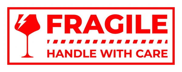 Kırmızı Kırılgan Uyarı Etiketi, Kırık Cam Sembollü Kırılgan Etiket