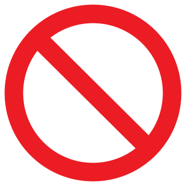 İzole edilmiş kırmızı dur işaretine, yasaklama işaretine ya da dur işareti illüstrasyonuna izin vermiyor