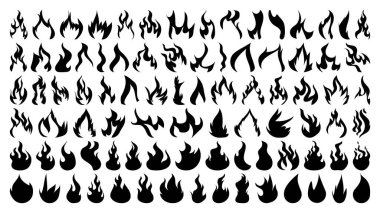 İkon vektörü ayarlandı. Alev sembolü. Alev ikonu koleksiyonu. Siyah alevler