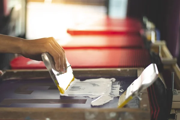 Red T-shirt Screen Printing — Stock Photo, Image