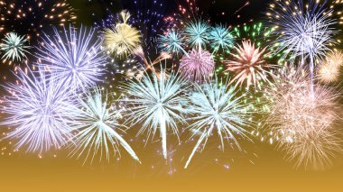 Havai fişek festivali arka plan, Yeni Yıl, Noel, Kopya alanı.